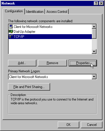 Network Control Panel - TCP/IP