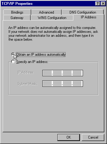 TCP/IP Properties - IP Address tab