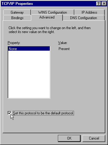 TCP/IP Properties - Advanced tab