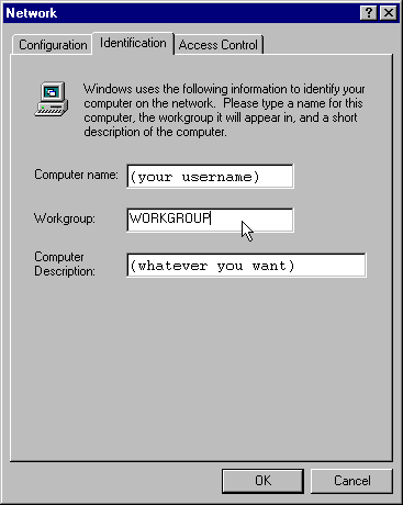 Network Identification tab