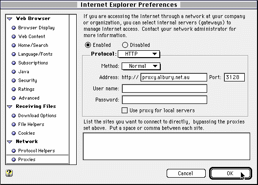 Internet Explorer Preferences