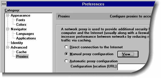 Manual Proxy Configuration